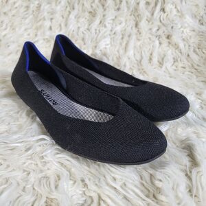Rothy's The Flat Black Solid Knit Textile Round Toe Ballet Flats Women’s US 9